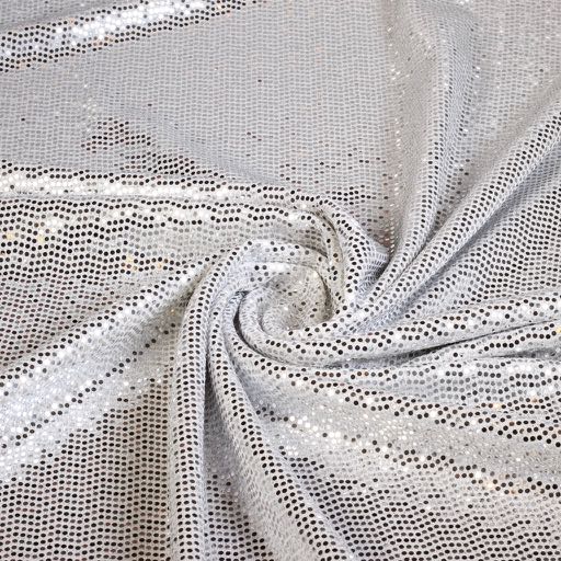 Stretch-Stoff Glitzerpunkt weiß/silber