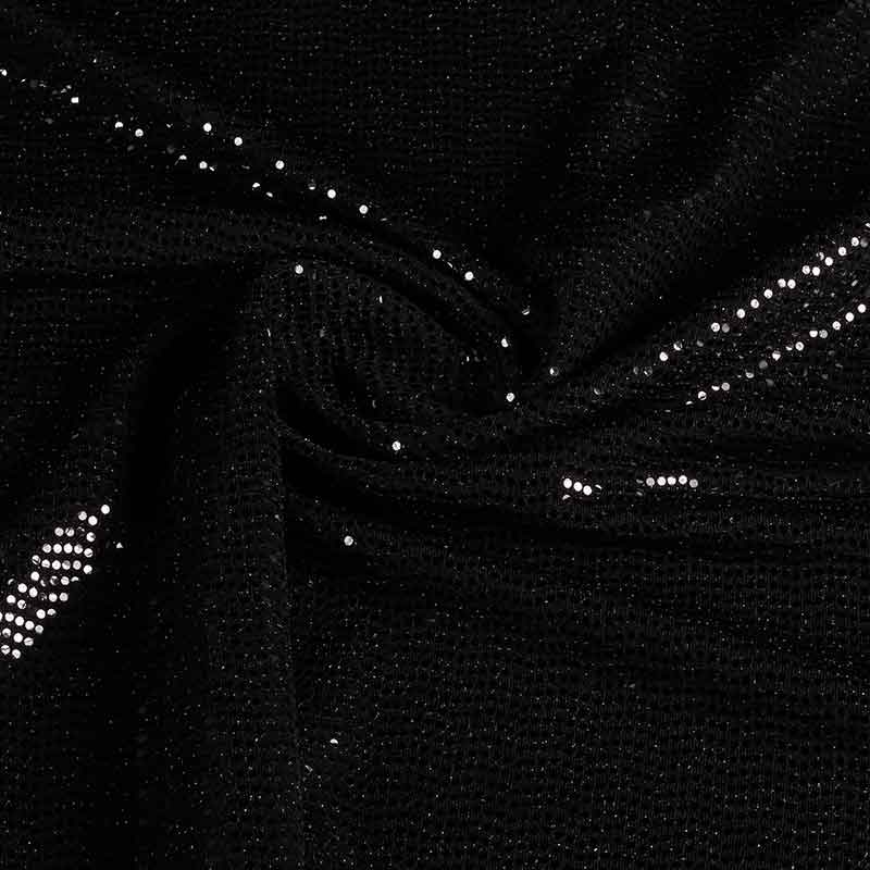 Stretch-Stoff Glitter Punkt schwarz