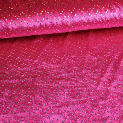 Velours de Panne fuchsia mit silbernen Hologramm-Pailletten