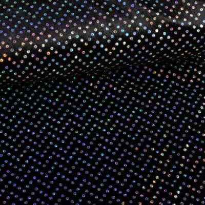 Velours de panne schwarz silber hologram Pailletten