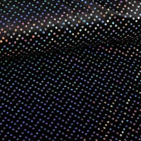 Velours de panne schwarz silber hologram Pailletten