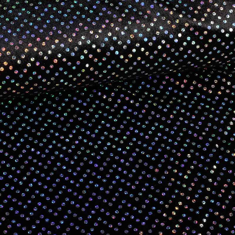 Velours de panne schwarz silber hologram Pailletten