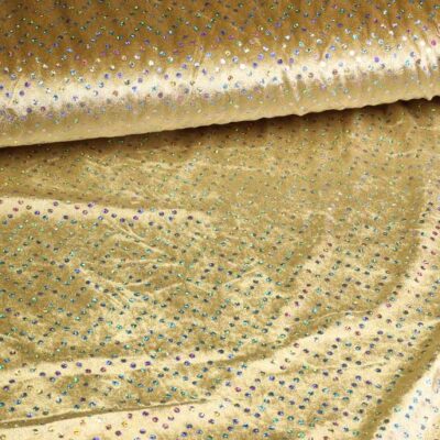 Velours de Panne Gold mit silbernen Hologramm-Pailletten