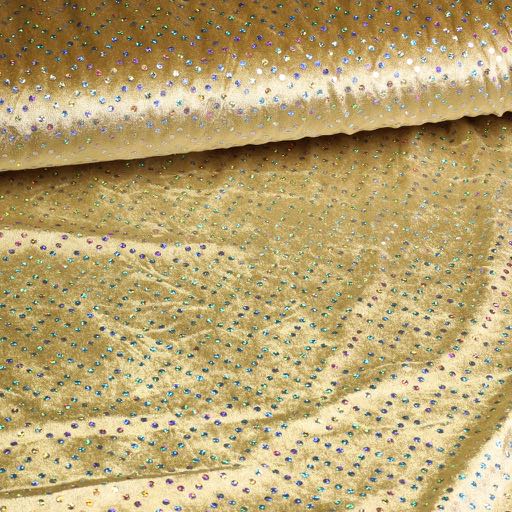 Velours de Panne Gold mit silbernen Hologramm-Pailletten