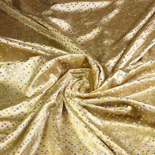 Velours de Panne Gold mit silbernen Hologramm-Pailletten