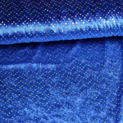 Velours de Panne kobalt mit silbernen Hologramm-Pailletten