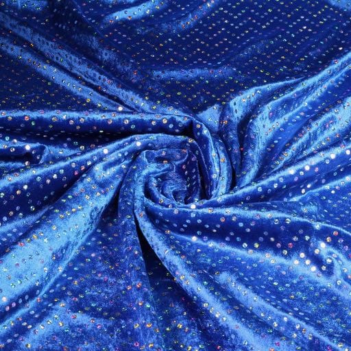 Velours de Panne kobalt mit silbernen Hologramm-Pailletten