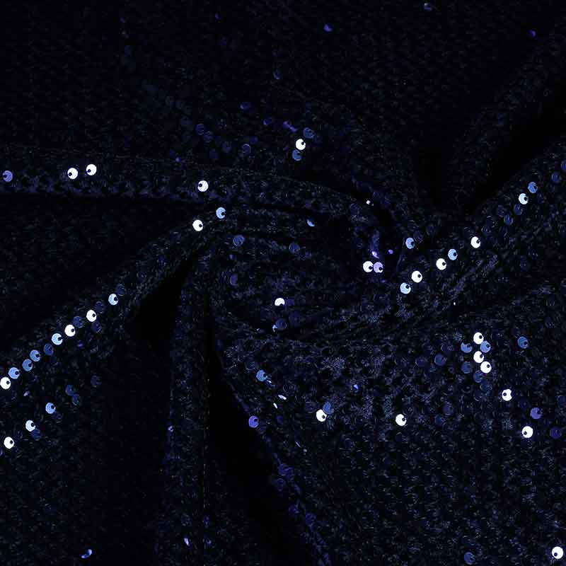 Velvet-Stoff dunkelblau mit Pailletten