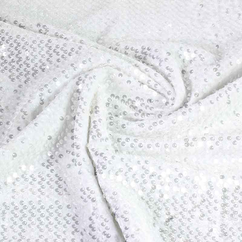 Stretch-Velours weiß mit Pailletten