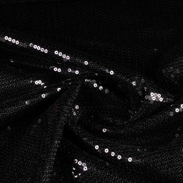 Satinstoff Pailletten all over schwarz