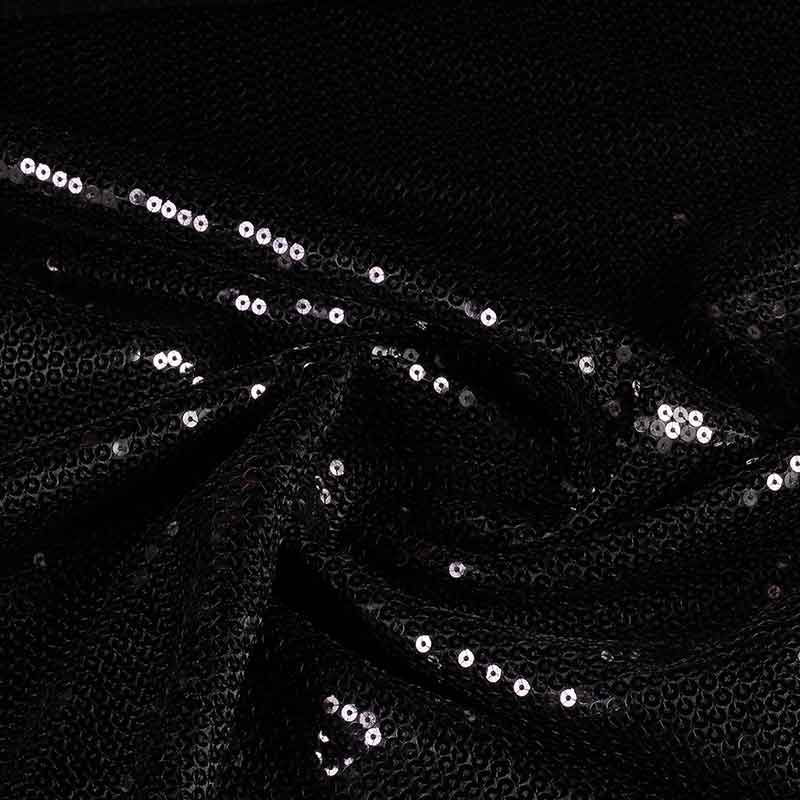 Satinstoff Pailletten all over schwarz