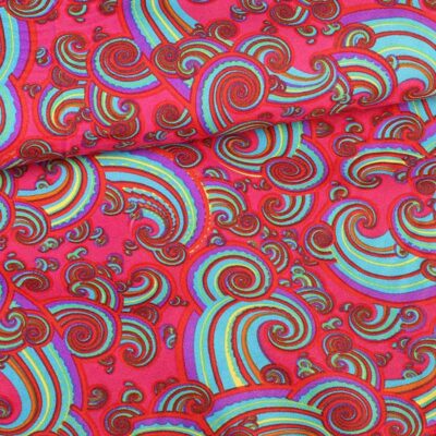 Terlenka-Stoff paisley multicolor fuchsia