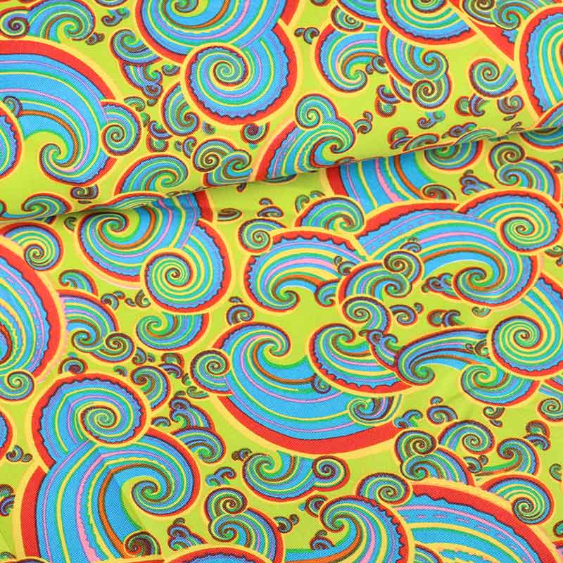 Terlenka-Stoff paisley multicolor lime