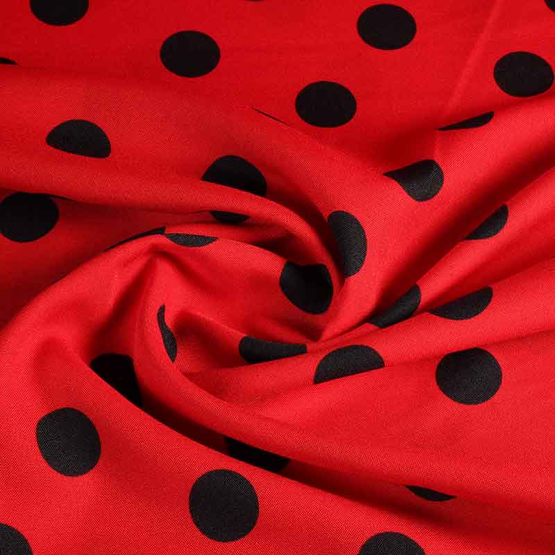 Terlenka-Stoff große Punkte rot-schwarz
