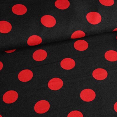 Terlenka-Stoff große Punkte schwarz-rot