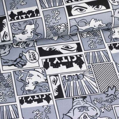Terlenka-Stoff Schwarz-Weiß Comicbuch
