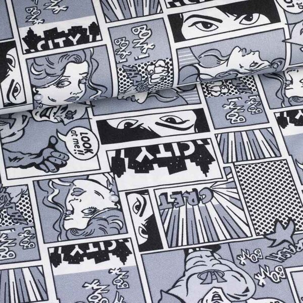Terlenka-Stoff Schwarz-Weiß Comicbuch