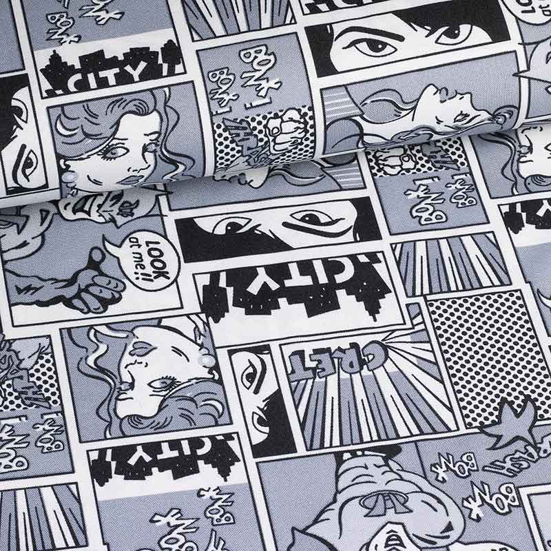Terlenka-Stoff Schwarz-Weiß Comicbuch