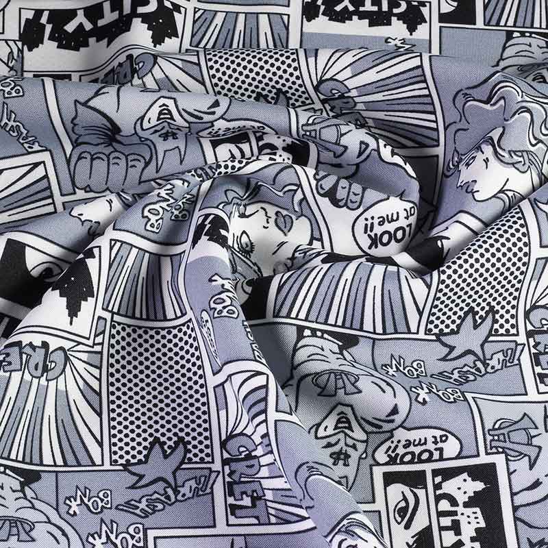 Terlenka-Stoff Schwarz-Weiß Comicbuch