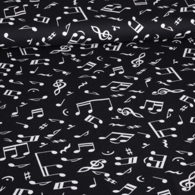 Poplin-Stoff Musiknote schwarz