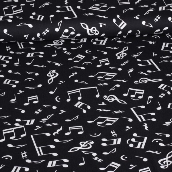 Poplin-Stoff Musiknote schwarz