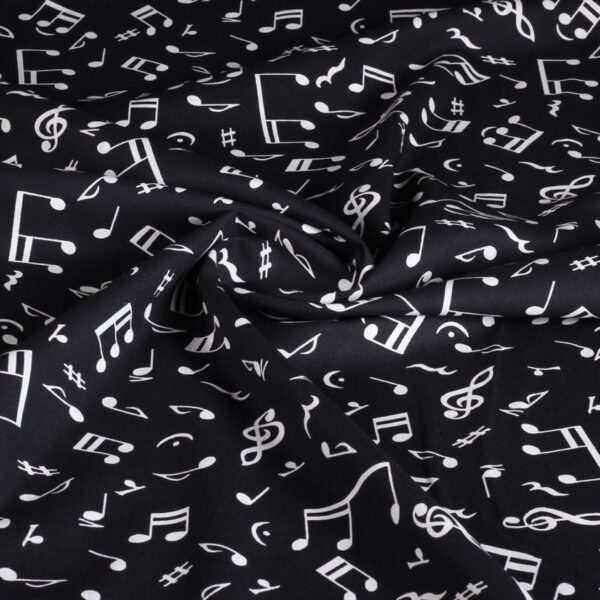 Poplin-Stoff Musiknote schwarz