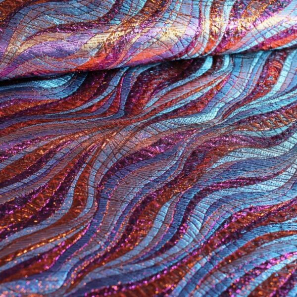 Bubbel Brokat Jacquard Stoff lila/orange