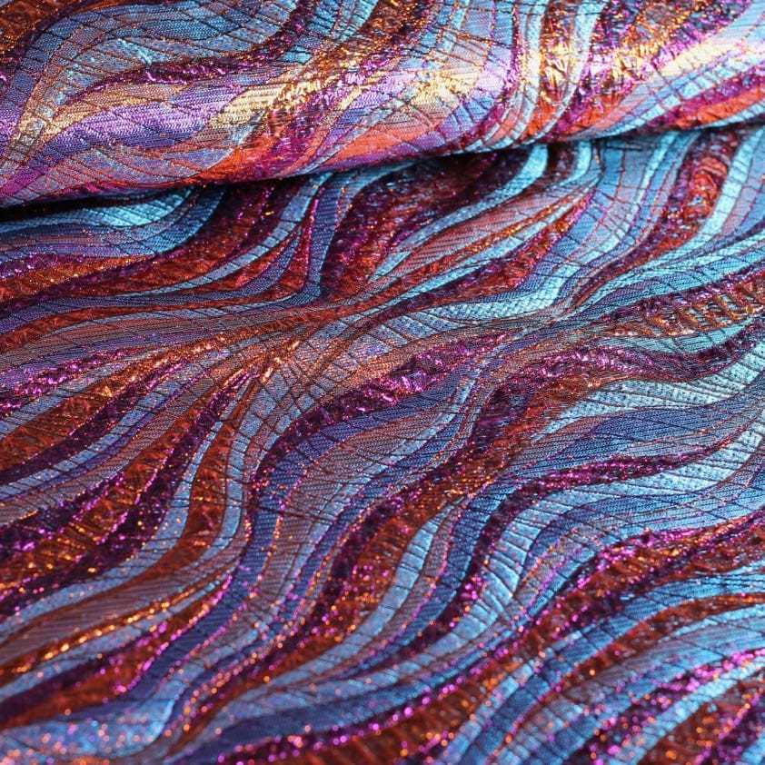 Bubbel Brokat Jacquard Stoff lila/orange