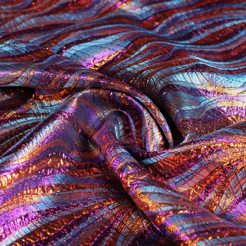 Bubbel Brokat Jacquard Stoff lila/orange