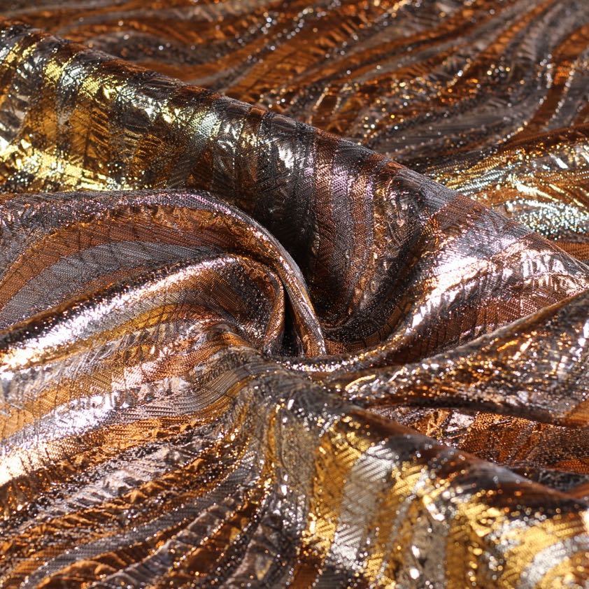 Bubbel Brokat Jacquard Stoff gold/silber