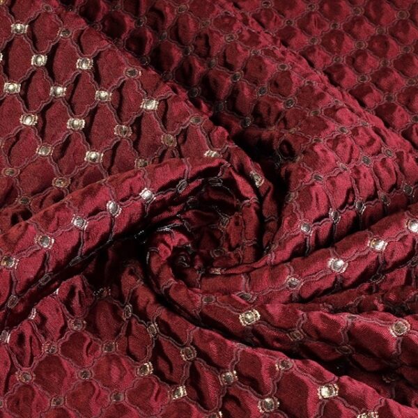 Jacquard-Barokstoff bordeaux silber