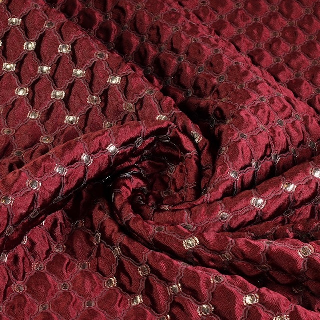 Jacquard-Barokstoff bordeaux silber