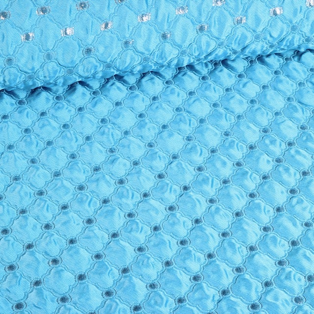 Jacquard Barok Stoff aqua silber