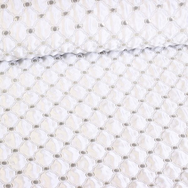 Jacquard Barok Stoff weiß/silber