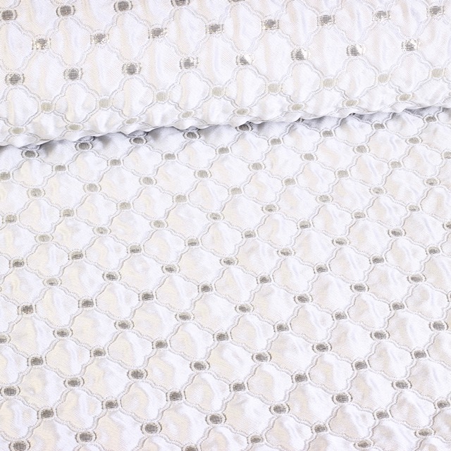 Jacquard Barok Stoff weiß/silber