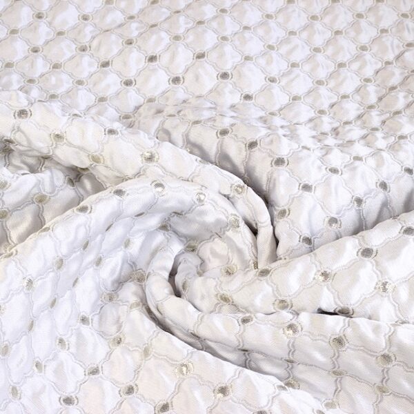 Jacquard Barok Stoff weiß/silber