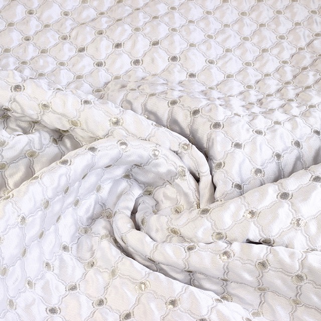 Jacquard Barok Stoff weiß/silber