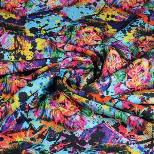 Terlenka-Stoff multicolor Löwe digital bedruckt