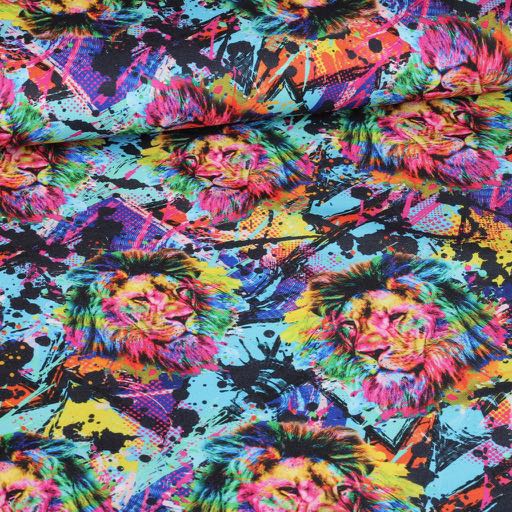 Terlenka-Stoff multicolor Löwe digital bedruckt