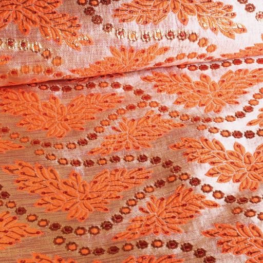 Brokat Barok Stoff orange/gold