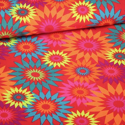 Terlenka-Stoff Fantasie Blume rot