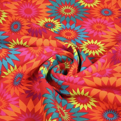 Terlenka-Stoff Fantasie Blume rot