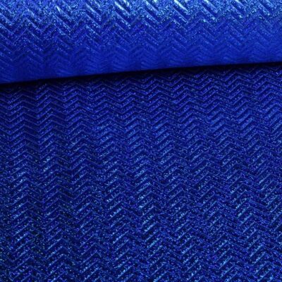 Step Zigzag Hologram Glitter Stoff kobalt