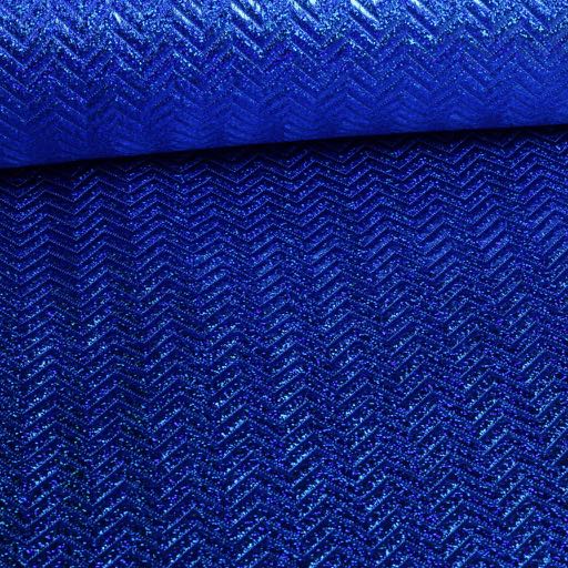 Step Zigzag Hologram Glitter Stoff kobalt