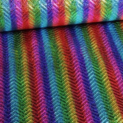 Step Zigzag Hologram Glitter Stoff regenbogen