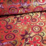 Brokaat bloem stof multicolor rood paars lurex