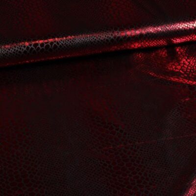 Jersey-Stretch-Stoff Krokodil schwarz/rot Foil