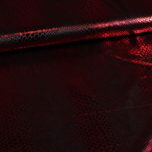 Jersey-Stretch-Stoff Krokodil schwarz/rot Foil