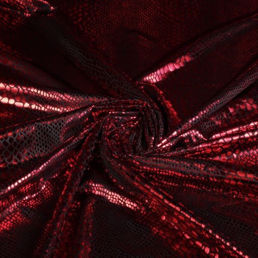 Jersey-Stretch-Stoff Krokodil schwarz/rot Foil