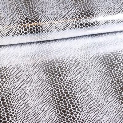 Jersey-Stretch-Stoff Krokodil weiß Silber Foil